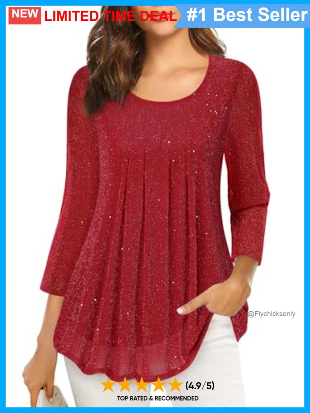 Women's 3/4 Sleeve Tunic Top Casual Loose Fit Floral Blouse